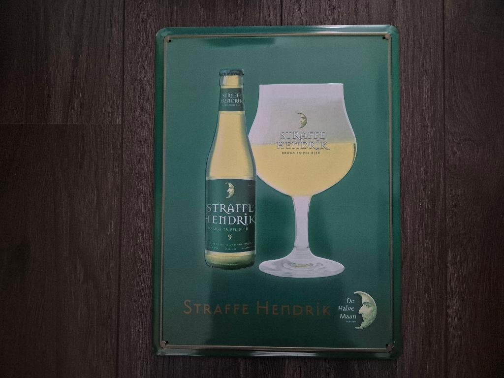 Reclamebord Straffe Hendrik - De Halve Maan, Verzamelen, Ophalen, Zo goed als nieuw, Reclamebord, Plaat of Schild