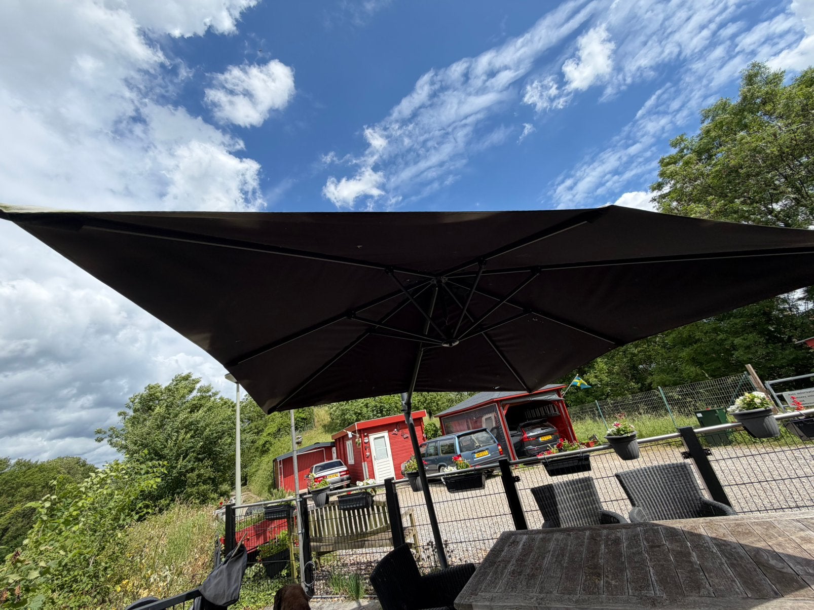 Zware kwaliteit zweefparasol 3x3 meter, Tuin en Terras, Ophalen, Gebruikt