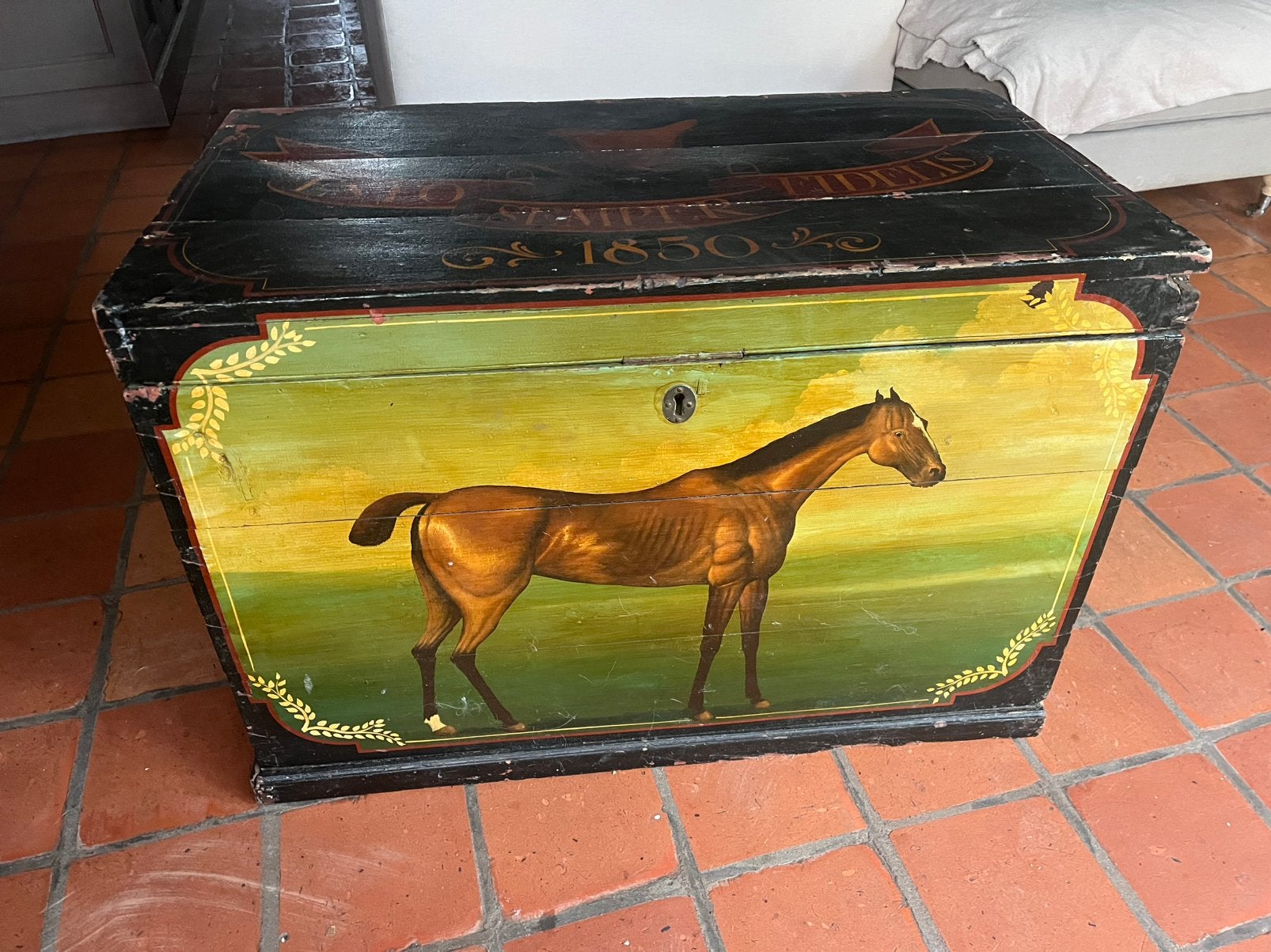 Vintage houten Engelse koffer, Antiek en Kunst, Ophalen