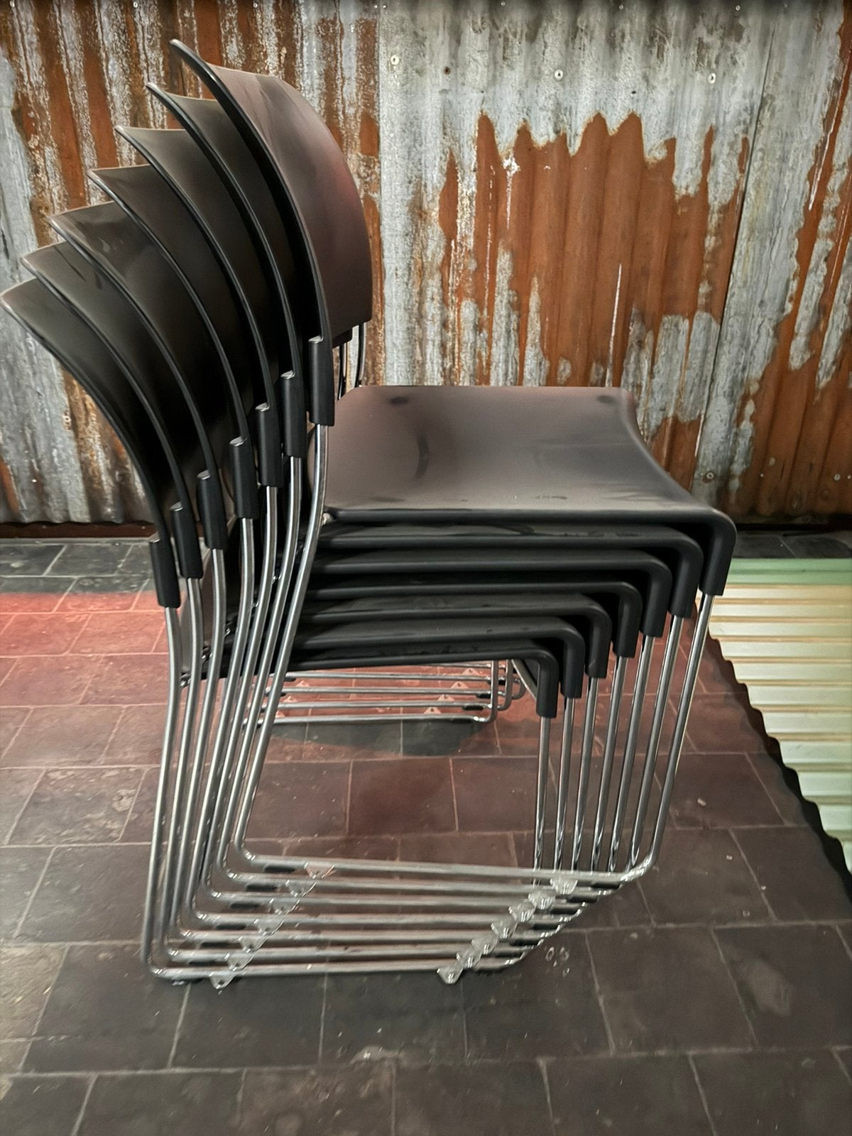 Originele Vitra SIM stoelen – Jasper Morrison – set van 7, Huis en Inrichting, Ophalen, Zo goed als nieuw, Zwart, Kunststof