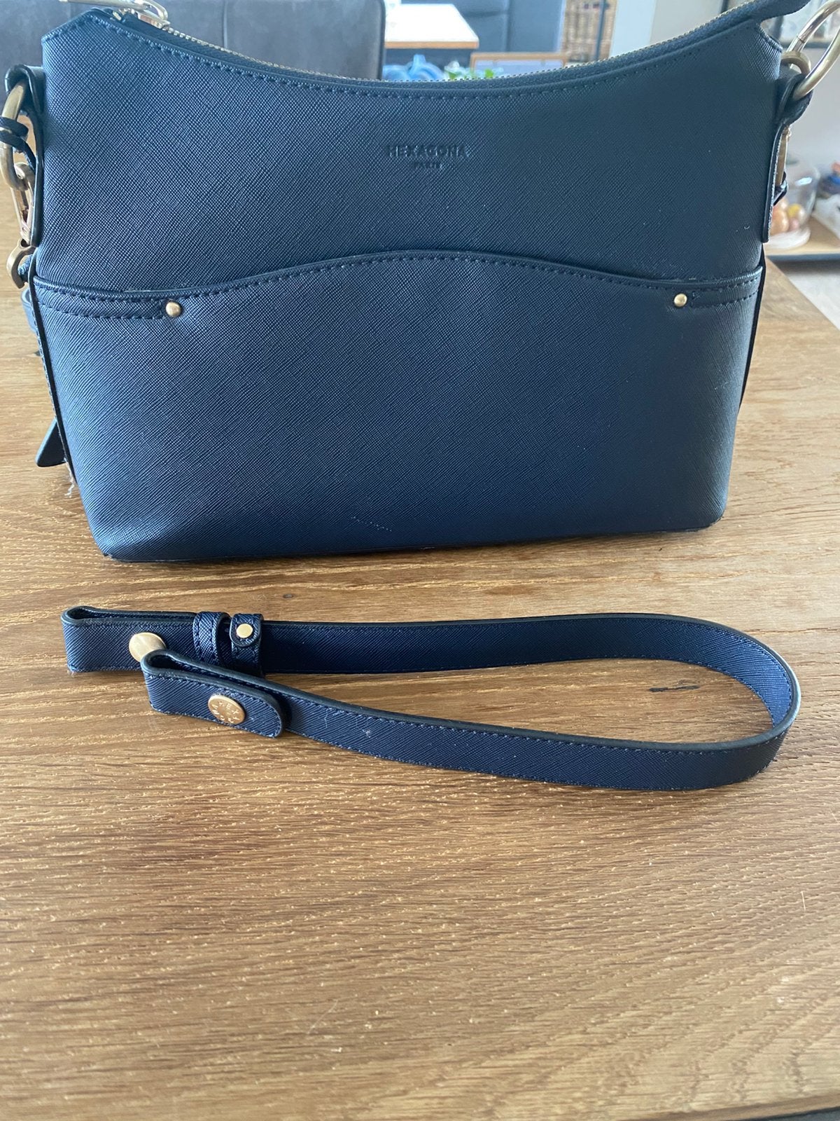 Schouder/handtas Hexagona, Handtassen en Accessoires, Ophalen, Zo goed als nieuw, Blauw, Handtas