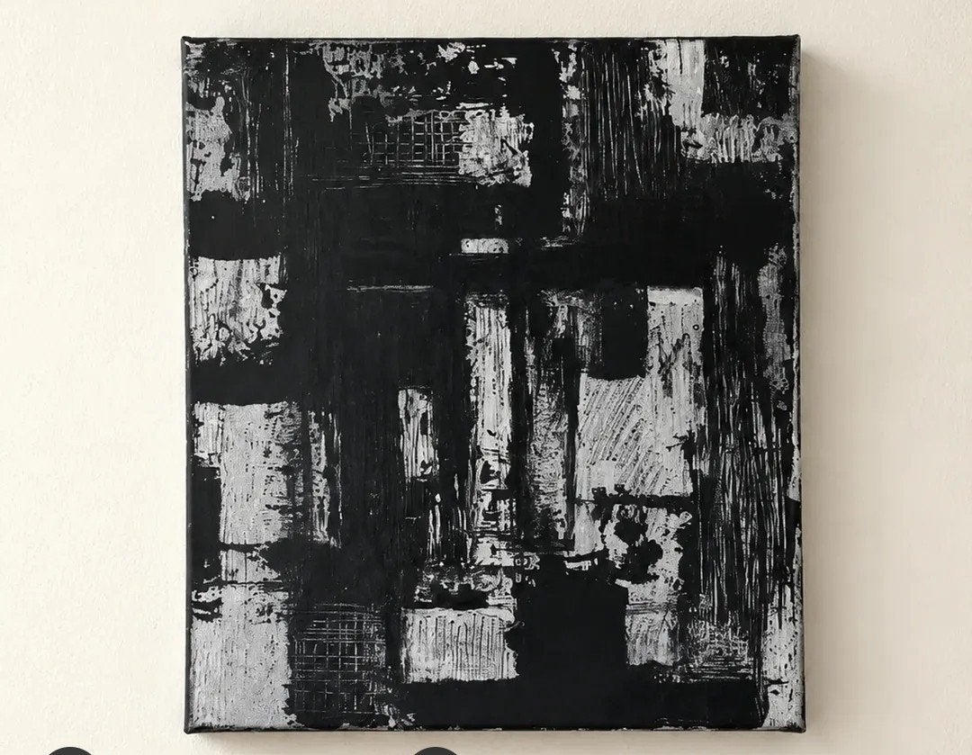 "Le silence du noir rencontre l'éclat du blanc" 25×30 cm 
To, Enlèvement