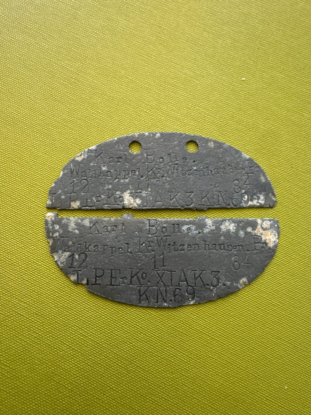 Wo1 Duits naamplaatje, Ophalen of Verzenden