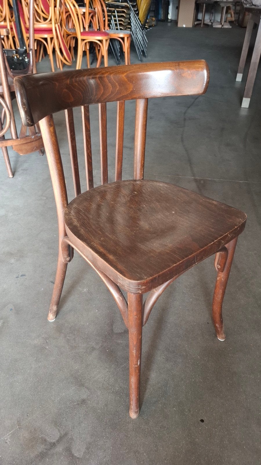 8 cafe bistro thonet spijltjes stoelen bentwood hout bruin, Gebruikt, Bruin, Ophalen of Verzenden, Vijf, Zes of meer stoelen