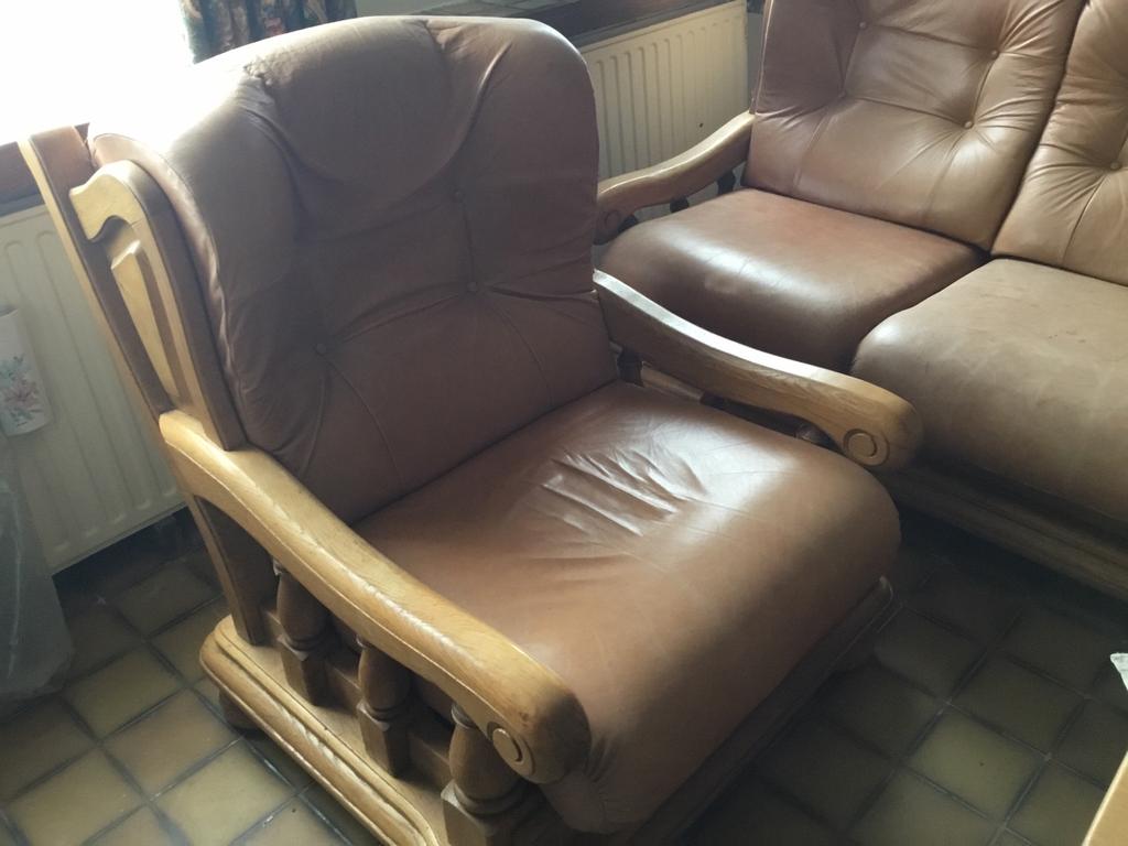 Salon de cuir, Antiquités & Art, Antiquités | Meubles | Chaises & Canapés, Enlèvement