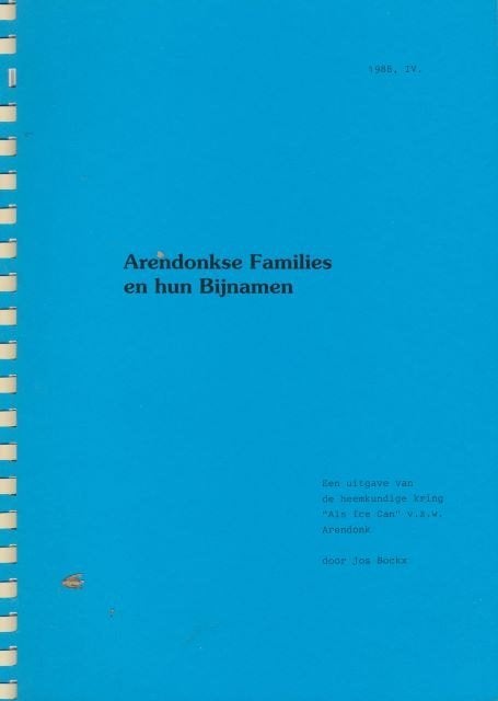 (g117) Arendonkse Families en hun Bijnamen, 1988, Enlèvement ou Envoi, Utilisé