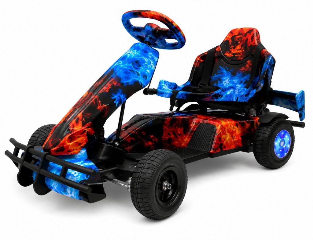 Go kart Elektrische skelter met vlammenprint go kart, Nieuw