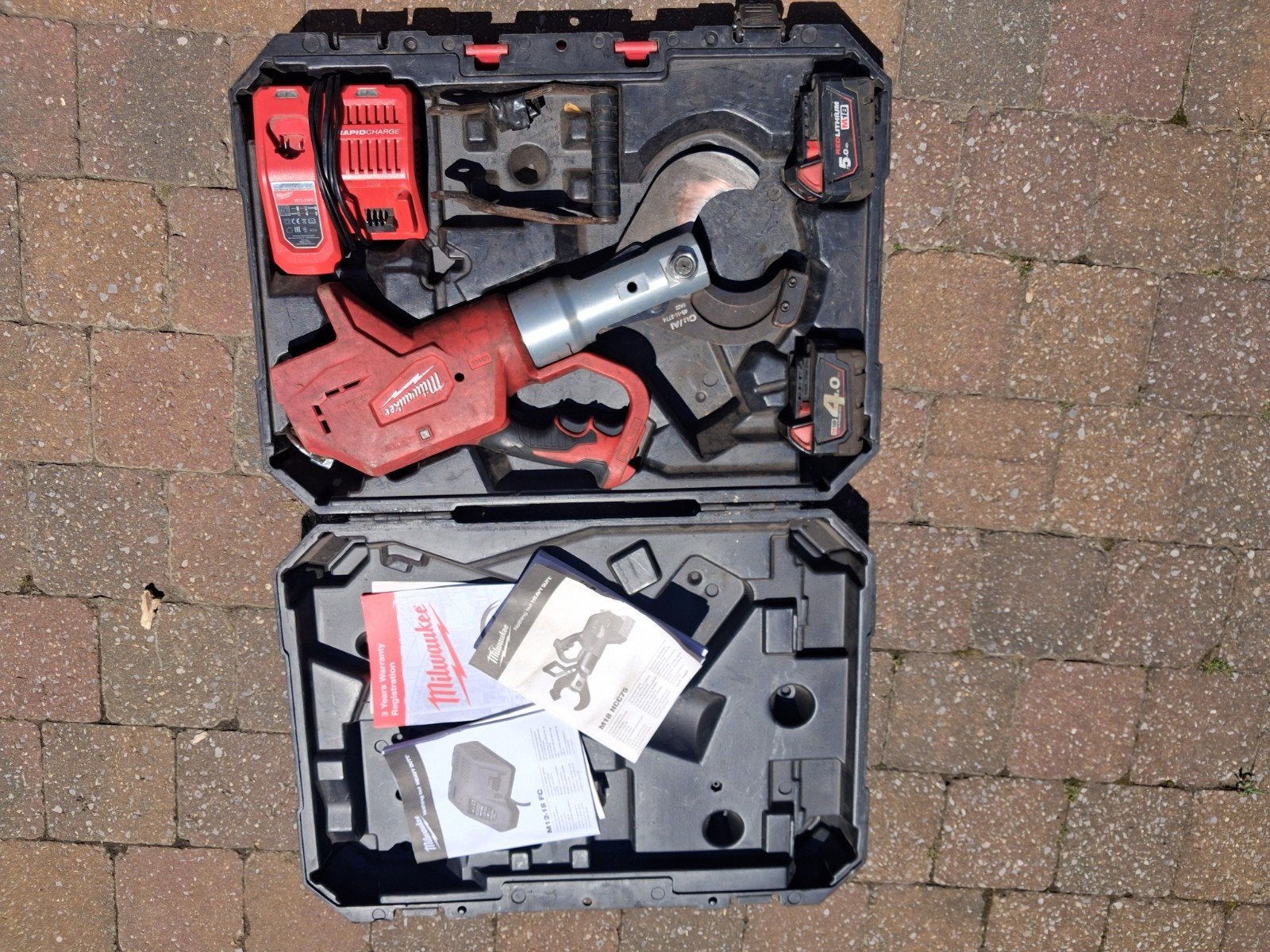 Hydraulische kabelkniptang met 2 batterijen, Enlèvement ou Envoi