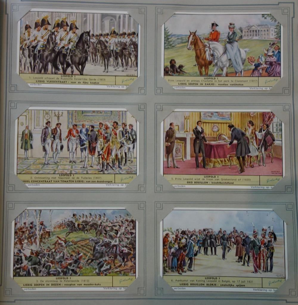 Set Liebig Prenten Leopold 1 (1957)., Verzamelen, Ophalen of Verzenden, Zo goed als nieuw, 1940 tot 1960, Prent