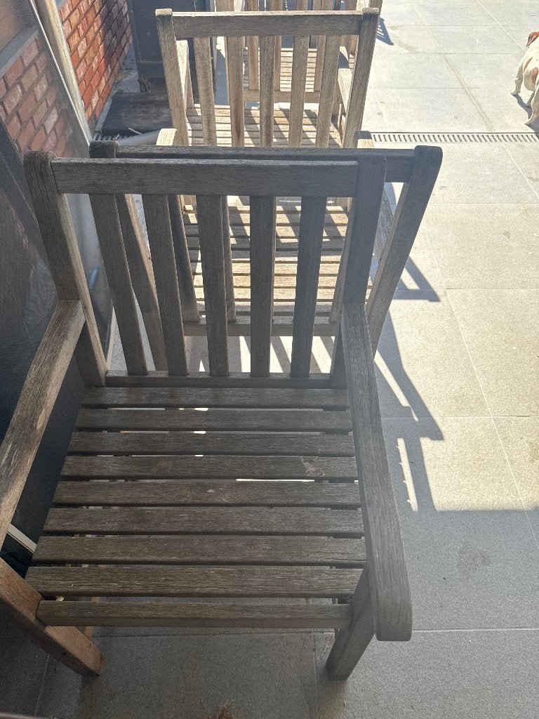 Gratis teak tafel met 6 stoelen, Tuin en Terras, Tuinsets en Loungesets, Ophalen, Gebruikt, Eettafel