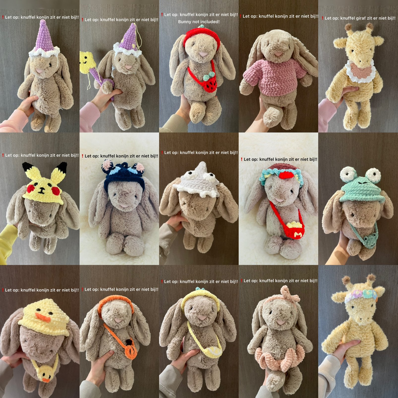 Gehaakte kleertjes voor Jellycat Medium Bashful Bunny, Ophalen of Verzenden, Nieuw