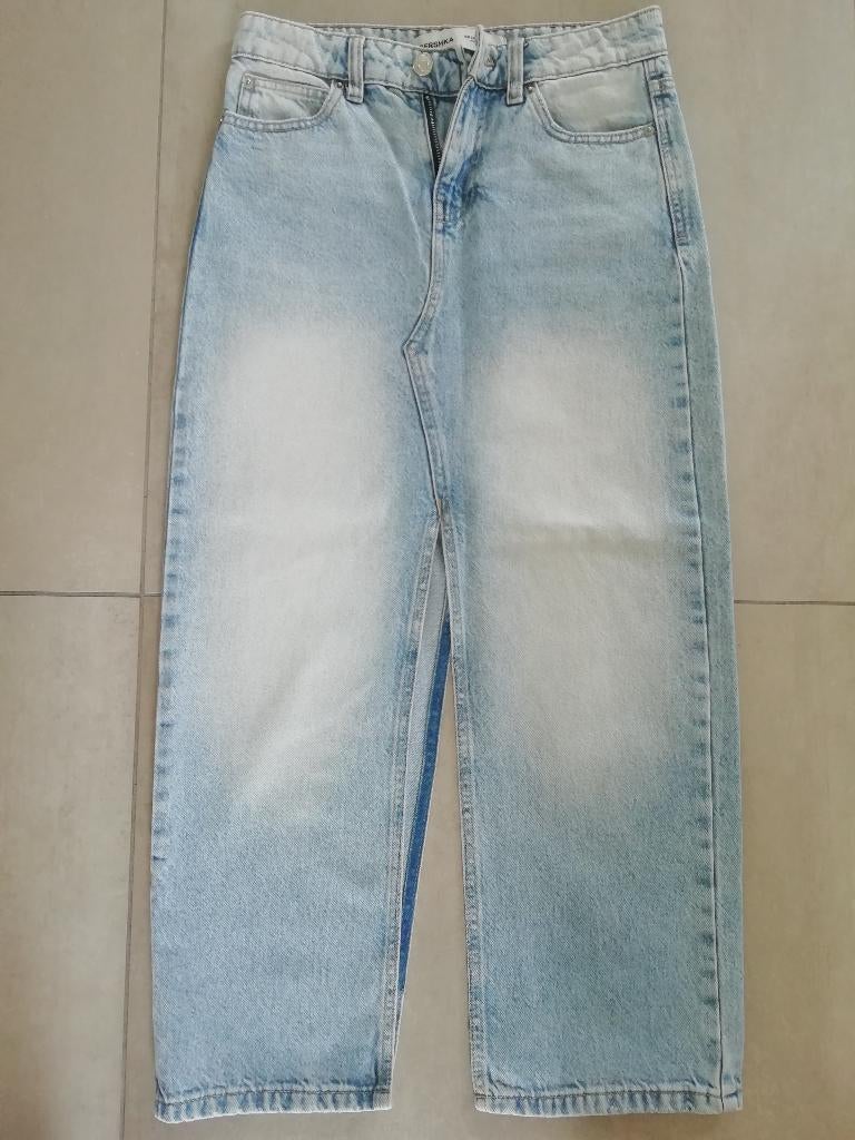 Jeansrok Bershka maat 32, Blauw, Zo goed als nieuw, Maat 34 (XS) of kleiner, Onder de knie