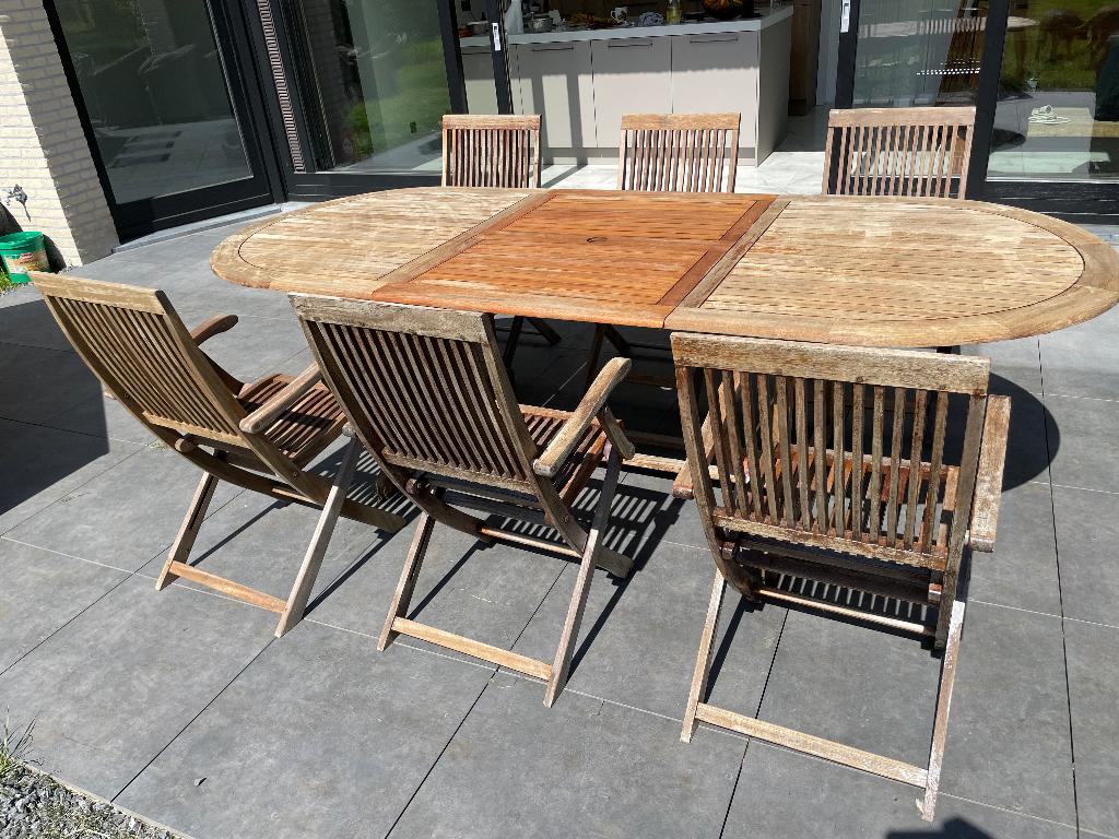 Teak tuinset, Ophalen, Tuinset