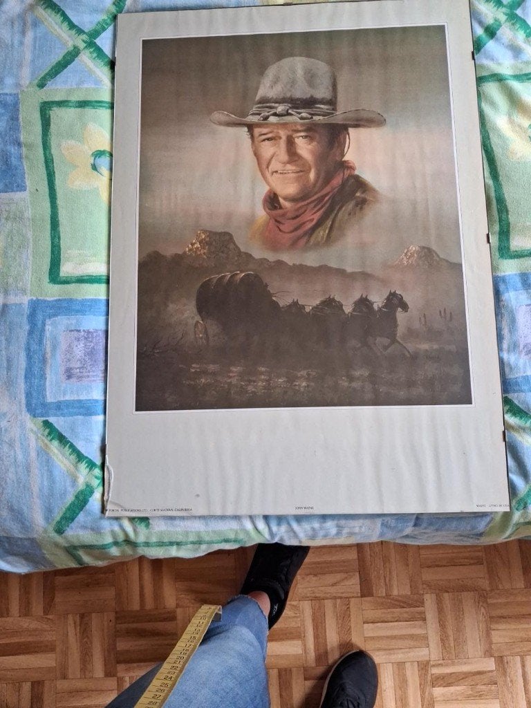 Affiche lithographique vintage John Wayne décor occidental, Enlèvement ou Envoi, Comme neuf