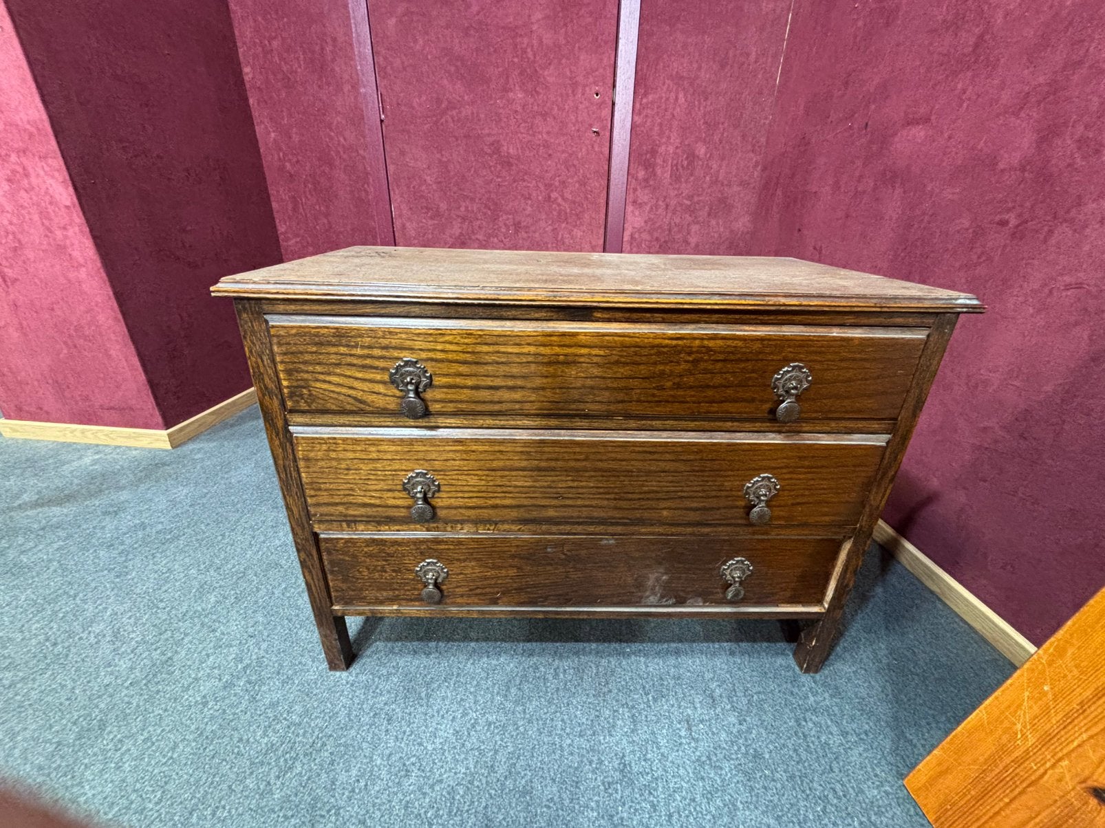 Klein dressoir van massief hout met 3 laden, Ophalen, Gebruikt
