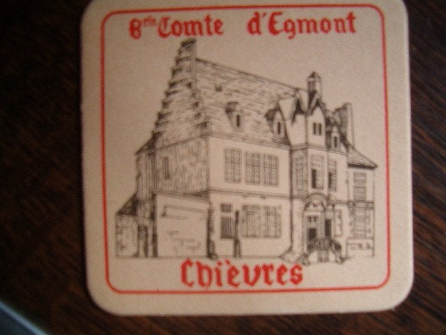 Bierviltje Comte D'Egmont Chièvres 1 : 90 x 90 mm, Ophalen of Verzenden, Gebruikt, Viltje(s)