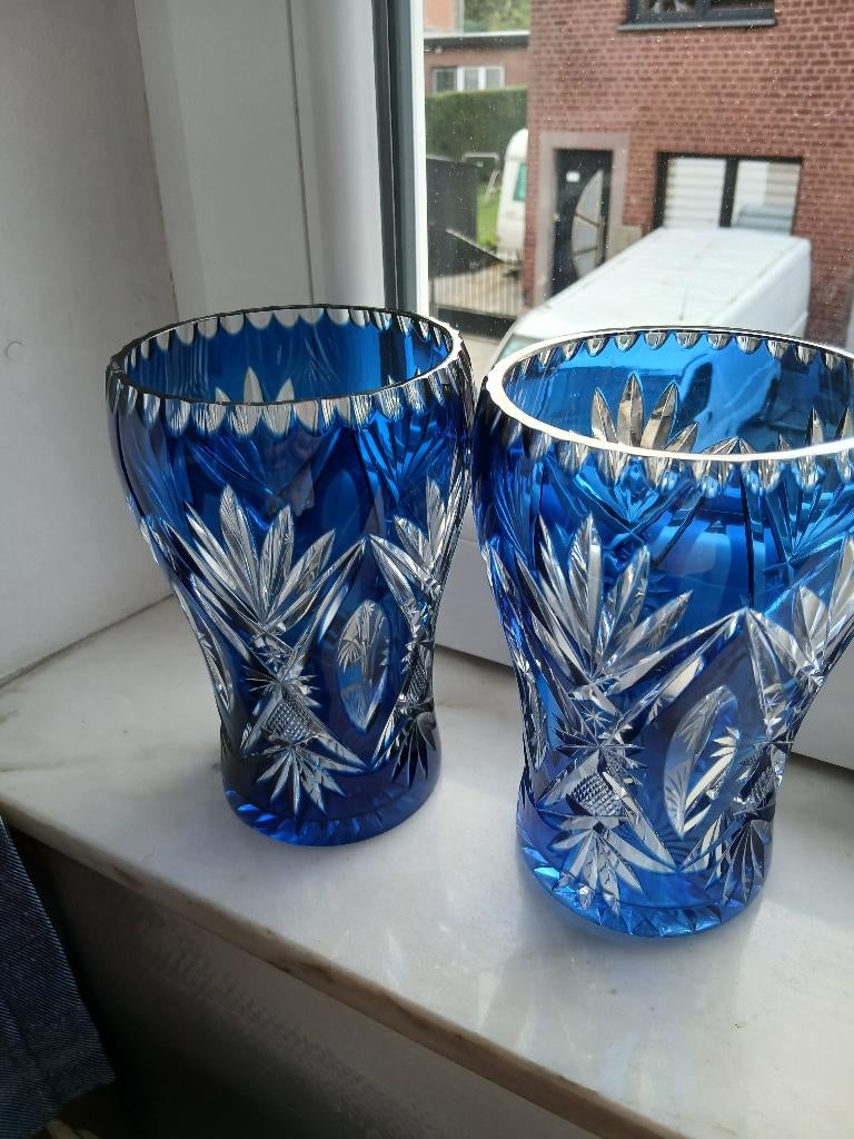 2 vase bleu colbat raisin de leon ledru val saint lambert, Enlèvement ou Envoi
