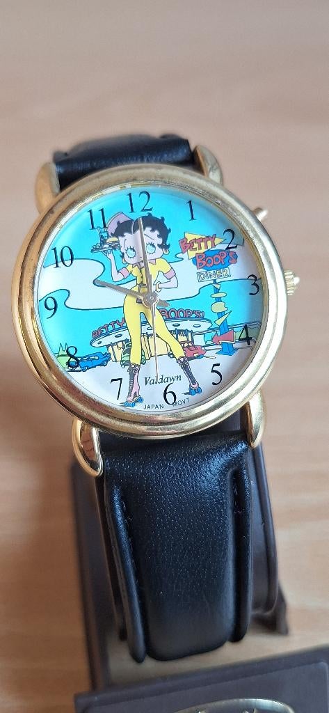 Betty Boop horloge Vintage leren band, Ophalen of Verzenden, Nieuw, Mens