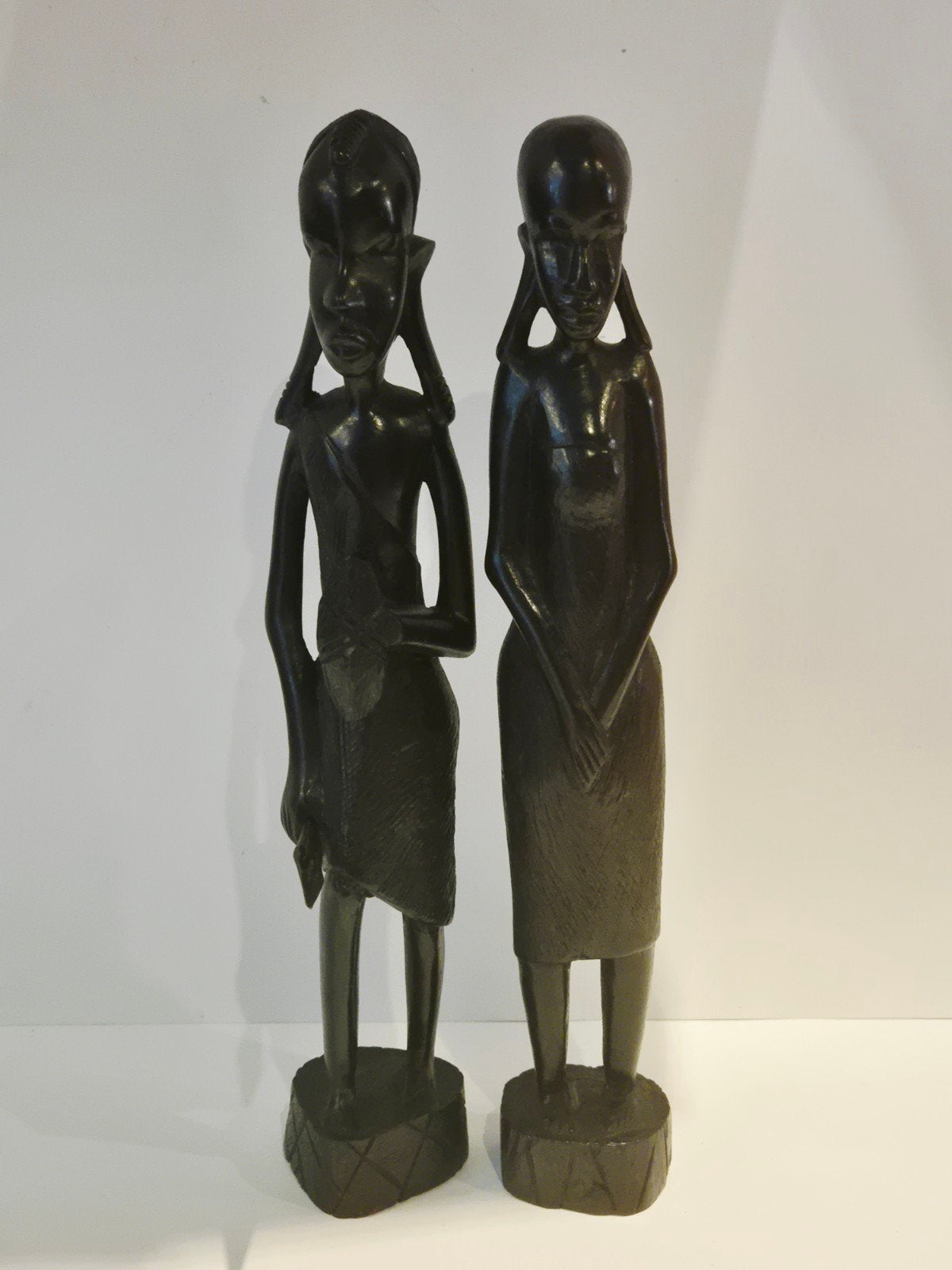 Set handgesneden Afrikaanse houten beelden – Man & Vrouw, Ophalen of Verzenden, Hout, Beeld, Man