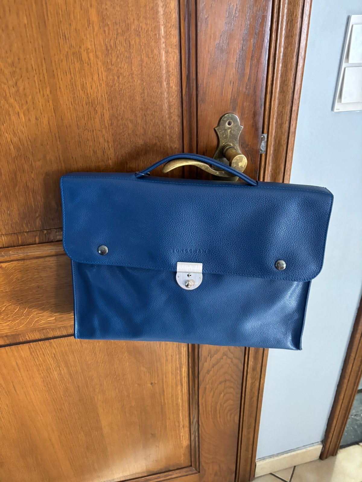 Lederen aktentas Longchamp, Ophalen of Verzenden, Nieuw, Blauw