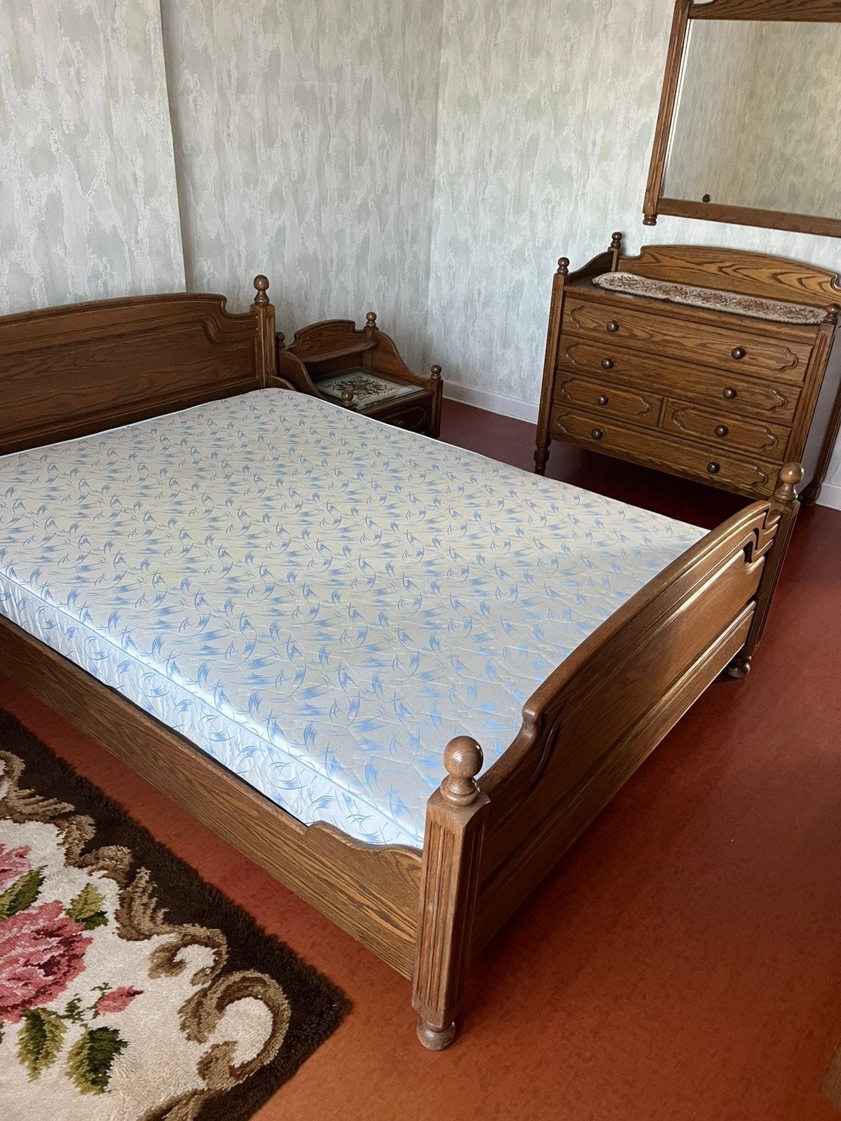 Chambre en chêne avec matelas et sommier à lattes, Maison & Meubles, Chambre à coucher | Chambres à coucher complètes, Enlèvement