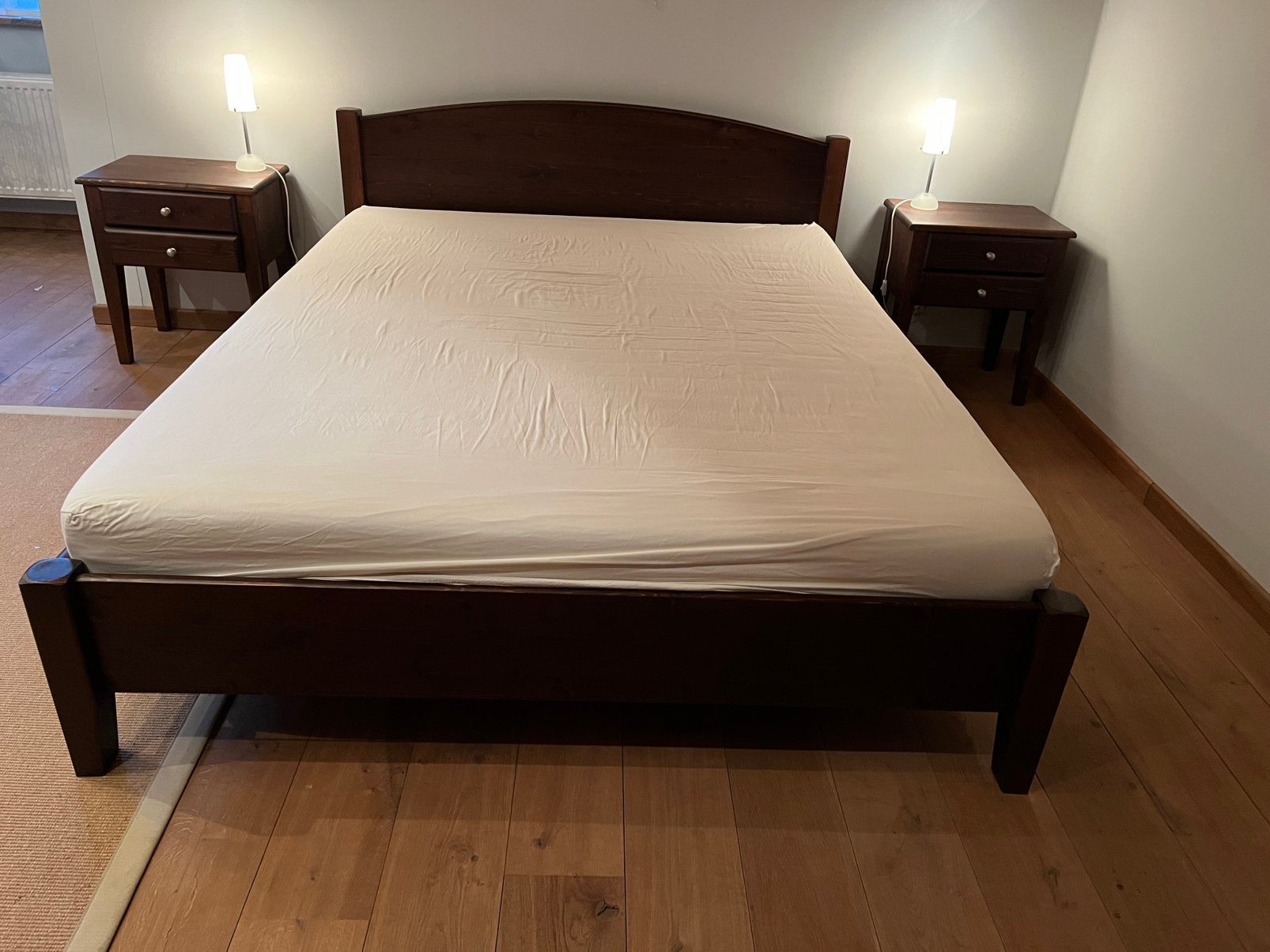 Volledige slaapkamer van massief hout, Huis en Inrichting, Ophalen, Bruin, 210 cm, Tweepersoons