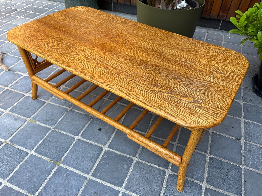 Vintage Bohemian rotan salontafel, Ophalen, Gebruikt, 100 tot 150 cm, 50 tot 100 cm