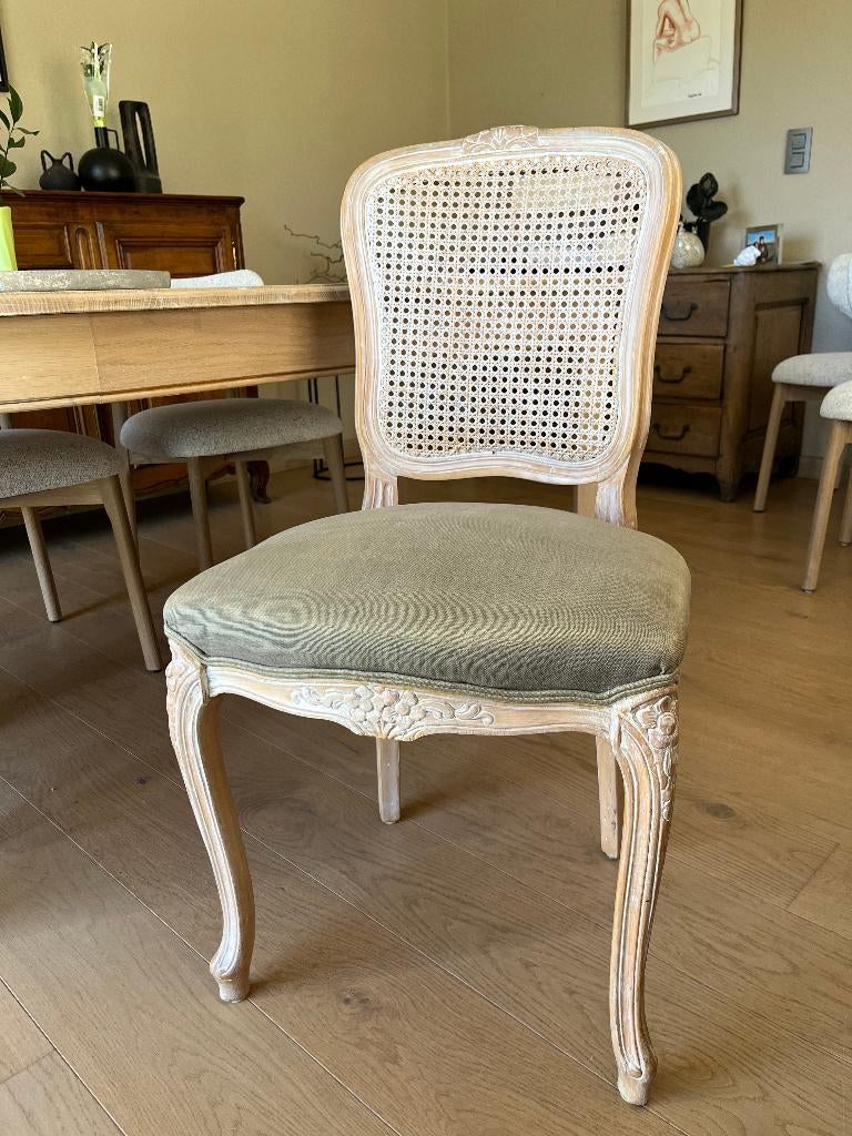 6 chaises de style pour salle à manger, Louis XVI, Autres couleurs, Tissus, Enlèvement