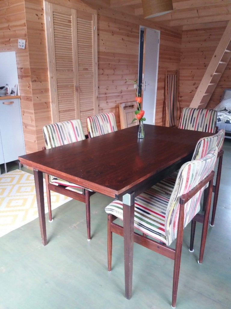 Mid Century eettafel, uitschuifbaar, Huis en Inrichting, Complete eetkamers, Gebruikt, Ophalen