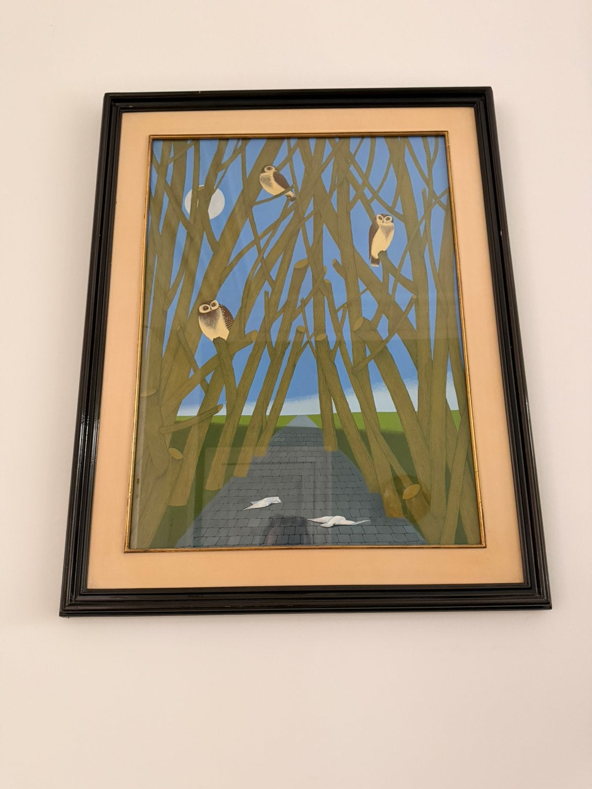 Yves Billet - “Vogels nr 5”, Antiquités & Art, Gouache, Sous verre, Surréalisme, Enlèvement