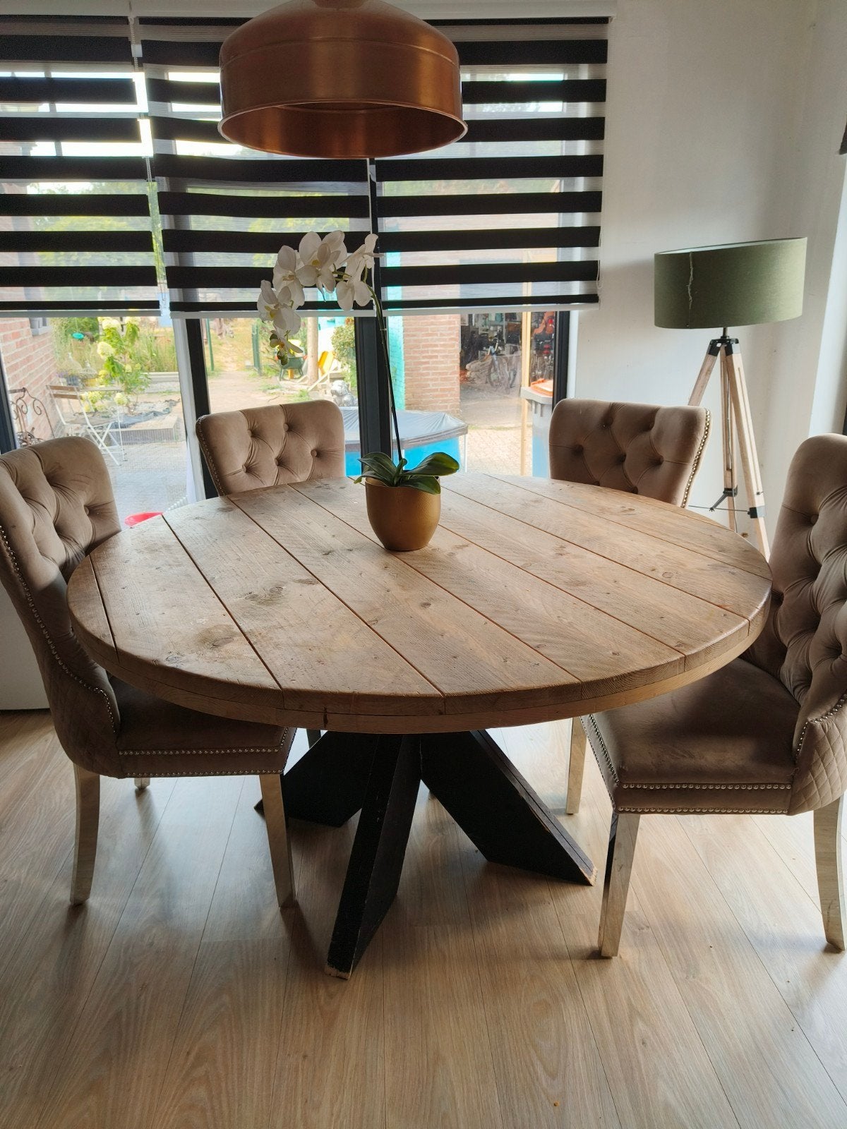 Ronde steigerhouten eettafel, Maison & Meubles, Salles à manger complètes, Enlèvement