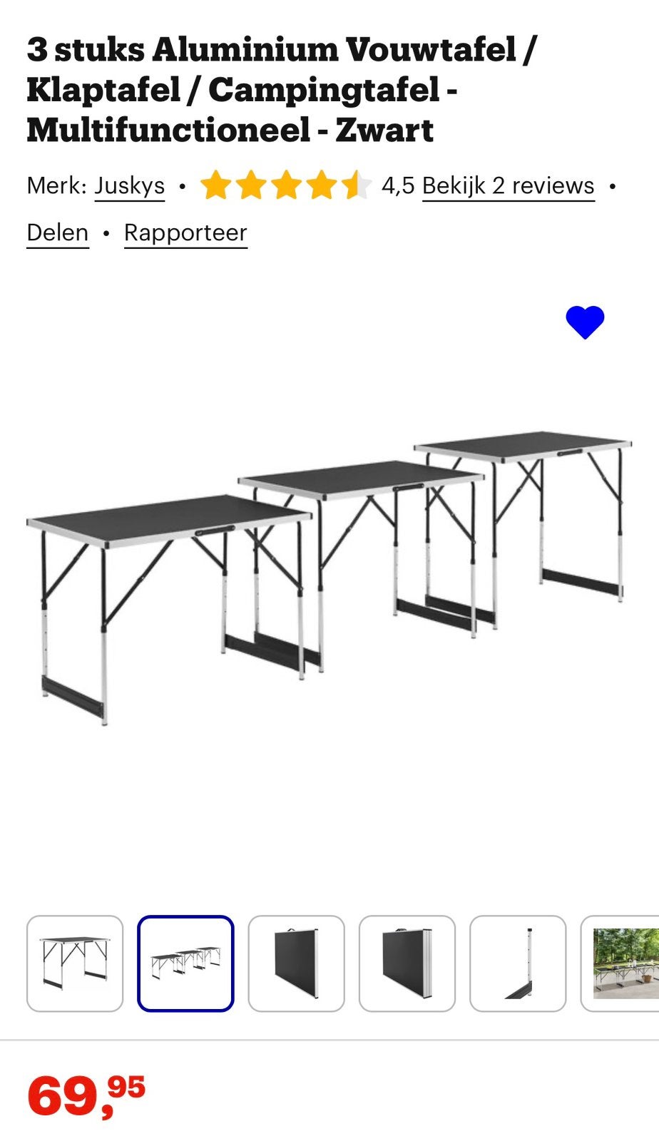 3 delige klaptafel set, Ophalen, Zo goed als nieuw, Aluminium