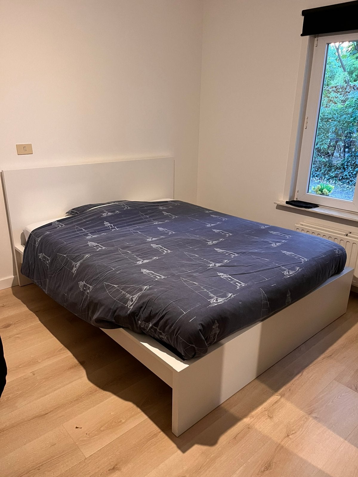 Bed Malm Ikea 160x200, Ophalen, Gebruikt, Wit, Tweepersoons