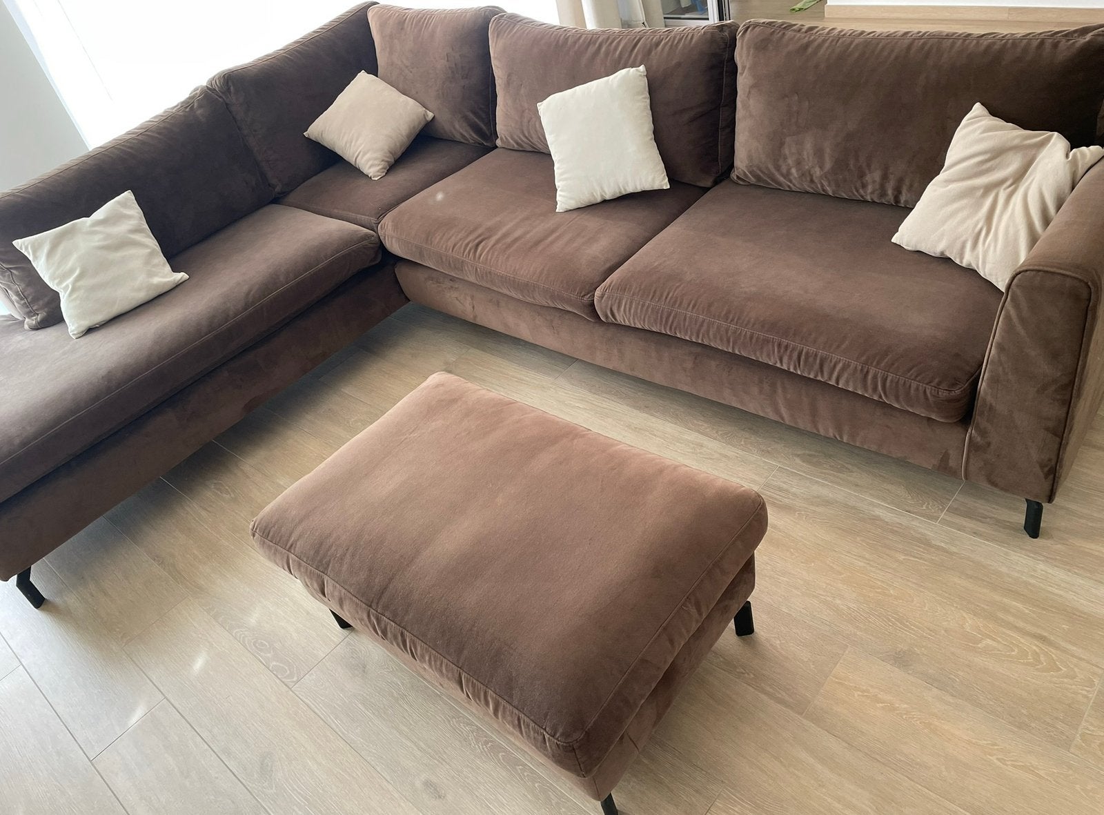 Canapé angle marron tissu velours, Maison & Meubles, Canapés | Coins salons complets, Utilisé, Tissus, Enlèvement