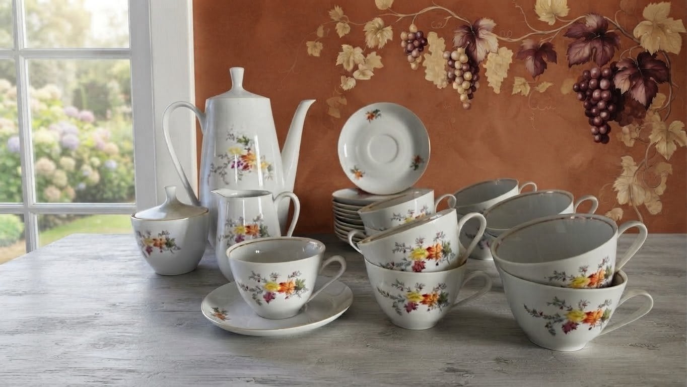Koffieservies vintage, Ophalen, Gebruikt, Vintage, Porselein