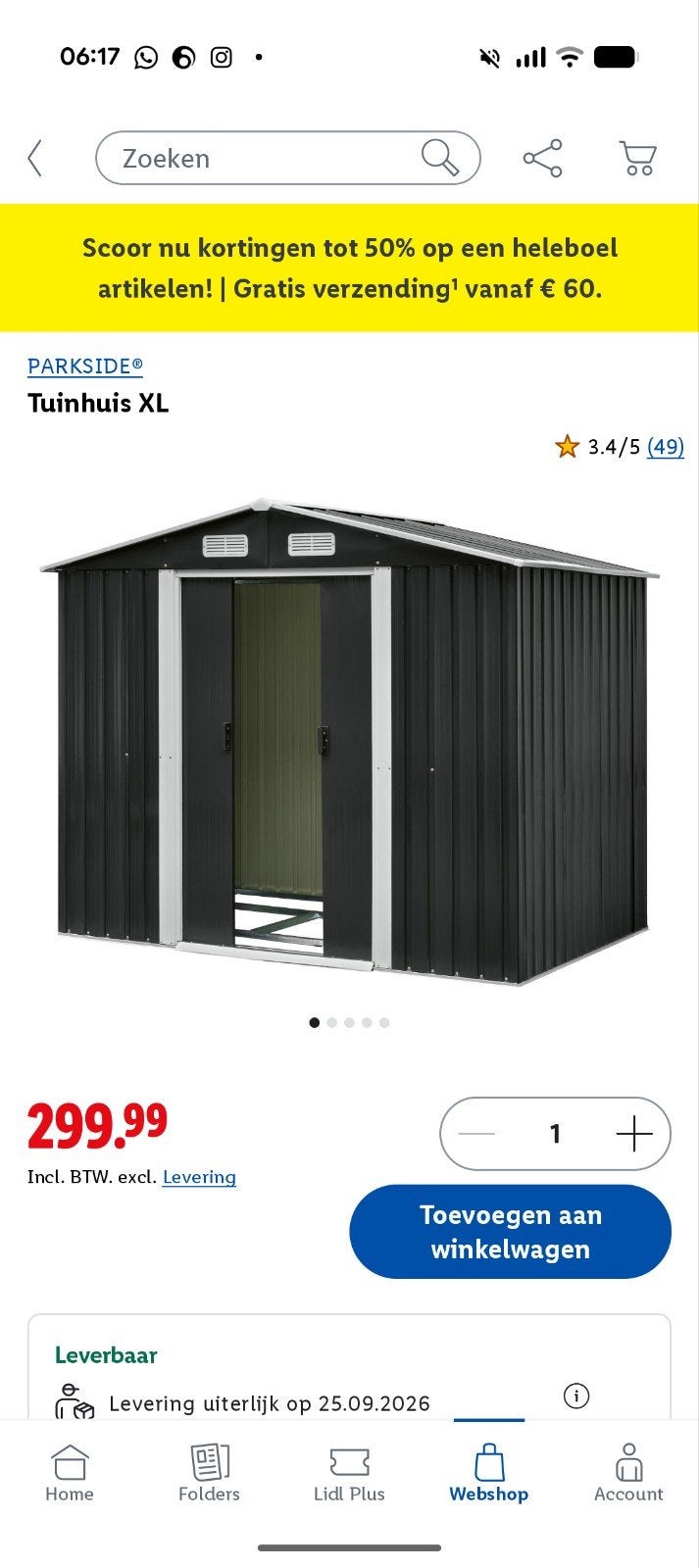 Tuinhuis Parkside XL, Tuin en Terras, Ophalen, Metaal, Tuinhuis