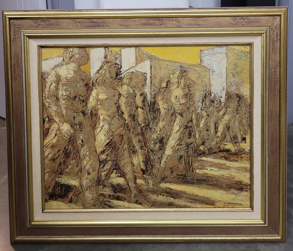 Jos VAN LANCKER, Folksong, Antiek en Kunst, Ophalen of Verzenden, Gesigneerd, Olieverf, Doek