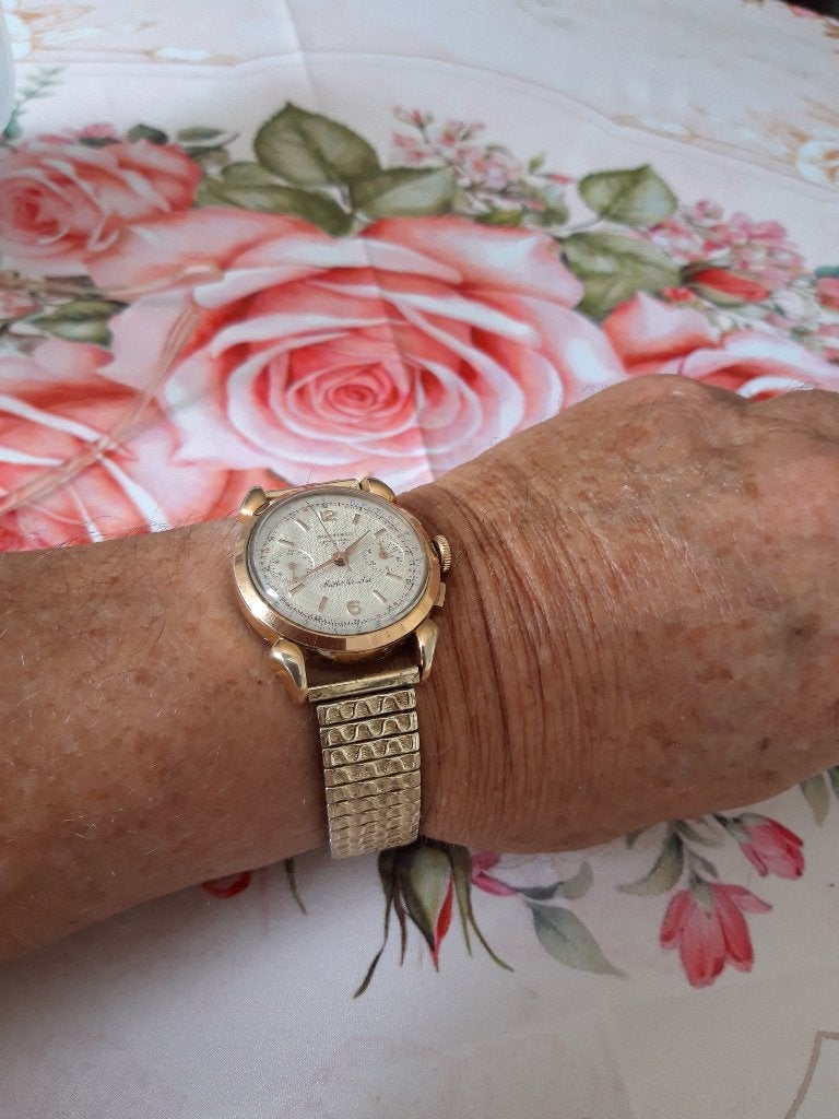 Pontiac chronograaf jaren 50, Handtassen en Accessoires, Horloges | Heren, Ophalen of Verzenden, Gebruikt, Polshorloge, Overige merken
