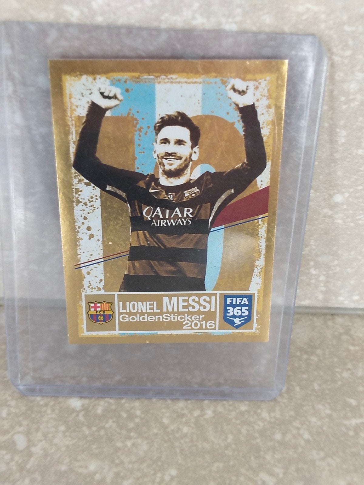 Lionel Messi Panini sticker Golden sticker 2016, Ophalen of Verzenden, Sticker