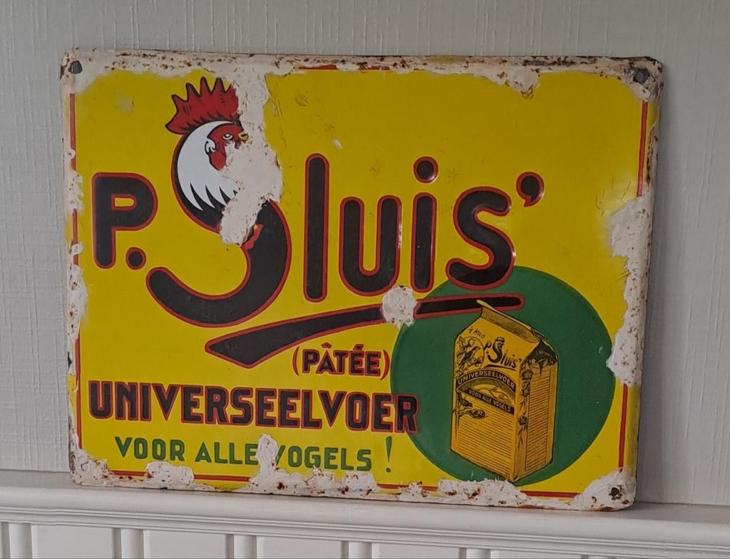 Emaille bord Voeders Sluis, Ophalen of Verzenden