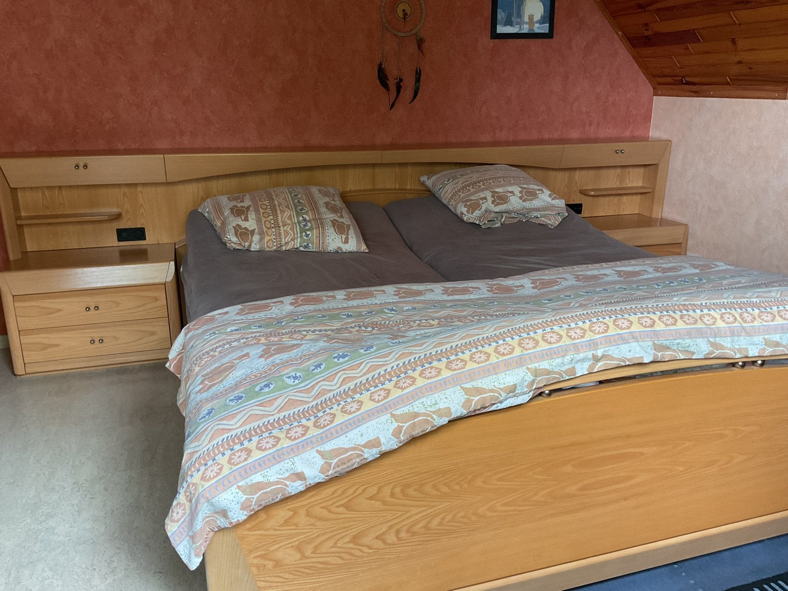 2-persoonsbed met lattenbodem en matrassen, Ophalen, Gebruikt, Tweepersoons