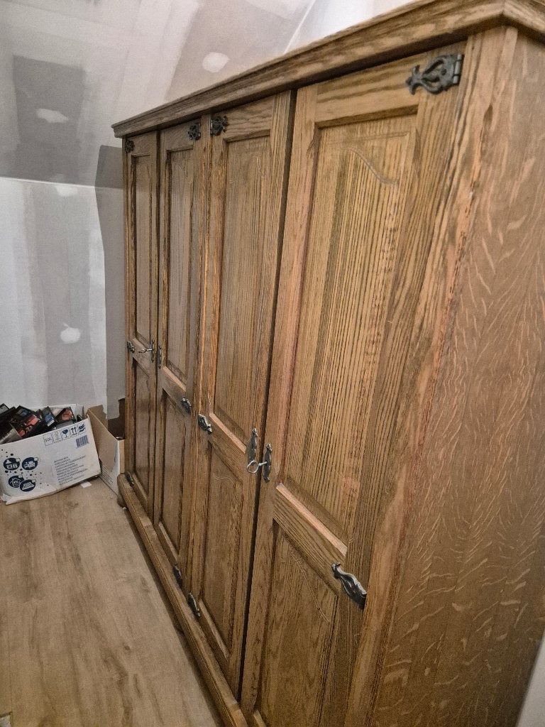 Eiken kledingkast, Avec tablette(s), 200 cm ou plus, Utilisé, Chêne