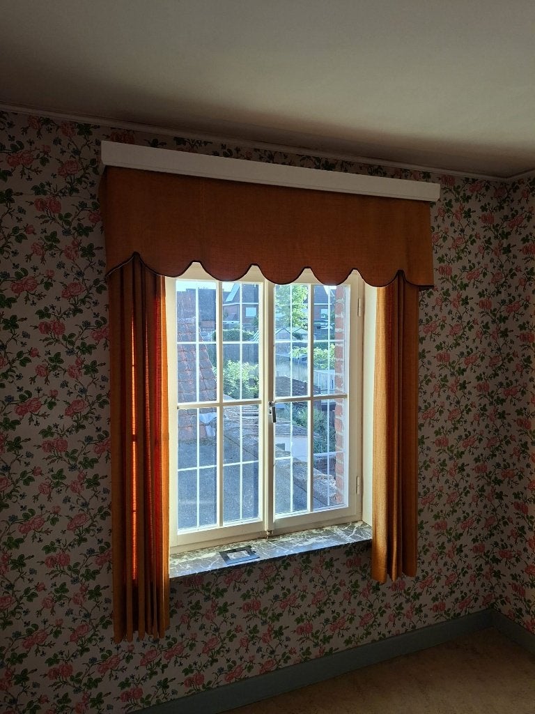 Retro gordijnen met valance – diverse kleuren en maten, Ophalen, Gebruikt, Gordijn, Polyester