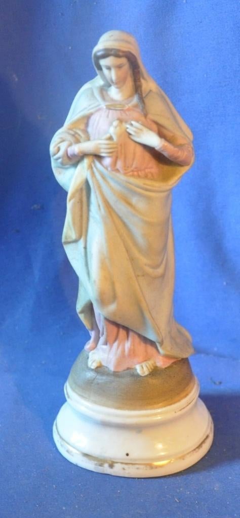vierge au sacré coeur en biscuit et socle porcelaine épaisse, Enlèvement ou Envoi