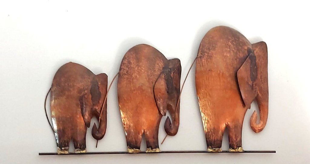 3 éléphants en cuivre, Antiquités & Art, Art | Art non-occidental, Décoration murale, Autres matériaux, Enlèvement, Fait main