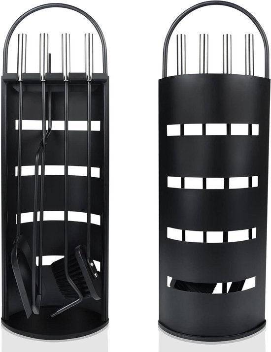 Haardbestek zwart 5-delig met standaard, 67 cm, Ophalen, Nieuw