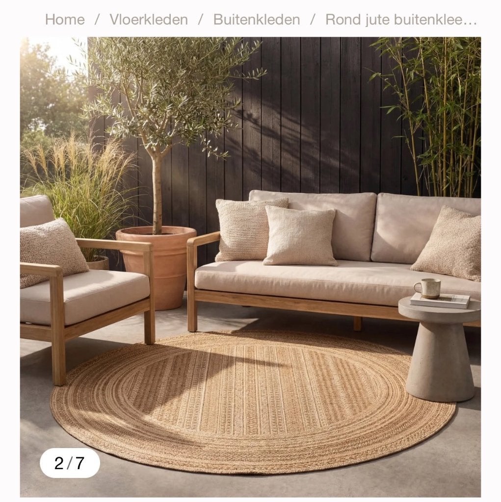 Rond buitentapijt 1,60m, Ophalen, Nieuw, Buiten