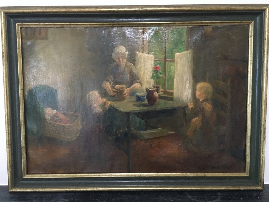 Pieter Johannes van Tol 1899 -1985, Antiek en Kunst, Doek, Realistisch, Bijzondere lijst, Ophalen of Verzenden