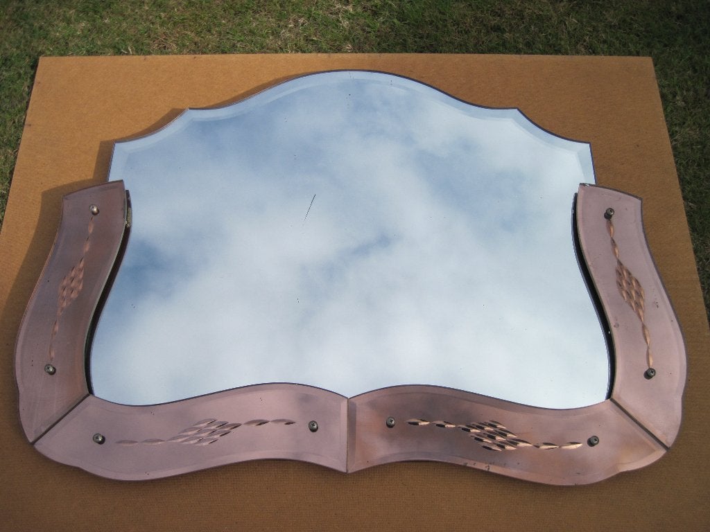 Miroir ancien taillé, en 2 couleurs, Enlèvement