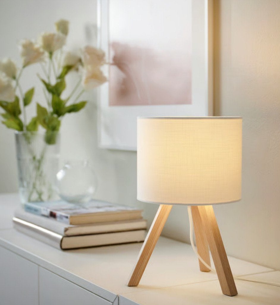Lampe de chevet IKEA, Beige, 30 cm, Minimaliste, Comme neuf